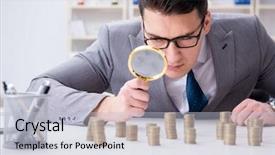  Presentation with business growth - Slides consisting of inflation accounting - businessman with golden coins background and a light blue colored foreground