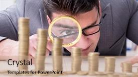  Presentation with small business growth and profit - Slides having inflation accounting - businessman with golden coins background and a coral colored foreground