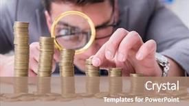  Presentation with business growth and profit - Beautiful PPT layouts featuring inflation accounting - businessman with golden coins backdrop and a coral colored foreground