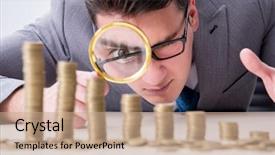  Presentation with inflation - Audience pleasing PPT theme consisting of inflation accounting - businessman with golden coins backdrop and a coral colored foreground