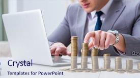  Presentation with business growth and profit - PPT layouts consisting of inflation accounting - businessman with golden coins background and a sky blue colored foreground