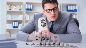  Presentation with inflation - Audience pleasing PPT layouts consisting of inflation accounting - businessman with golden coins backdrop and a light blue colored foreground