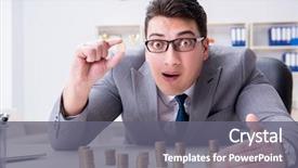  Presentation with business growth - PPT theme with inflation accounting - businessman with golden coins background and a gray colored foreground