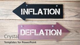  Presentation with deflation - Presentation design with inflation-and-deflation-direction-sign background and a soft green colored foreground