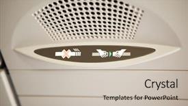  Presentation with seat belt in car safety - PPT theme having inflight sign on the deck background and a soft green colored foreground