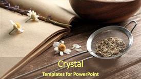  Presentation with chamomile - Slide deck having inflorescence - strainer with dried milled chamomile background and a tawny brown colored foreground