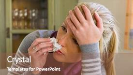  Presentation with influenza - Amazing PPT theme having influenza virus - woman on sick leave backdrop and a tawny brown colored foreground