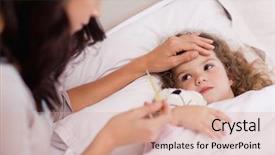  Presentation with mother nursing care - Presentation theme having influenza virus - young mother taking care background and a coral colored foreground