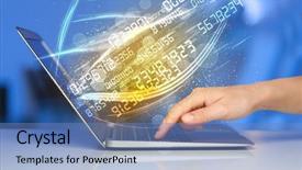  Presentation with future - Presentation design having info - man typing on modern notebook background and a teal colored foreground