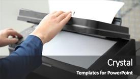  Presentation with economic - PPT theme with economic system - woman making copy of document background and a dark gray colored foreground