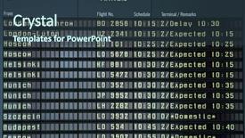  Presentation with ticket - PPT theme having plane ticket - info timetable in airport background and a tawny brown colored foreground