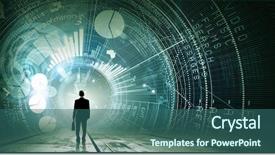  Presentation with suitcase - Audience pleasing slide set consisting of infographic - rear view of businessman backdrop and a ocean colored foreground