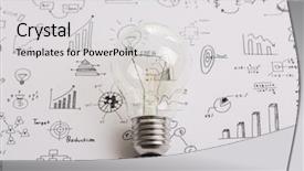  Presentation with infographic - Presentation enhanced with infographic elements - light bulb with drawing graph background and a light gray colored foreground