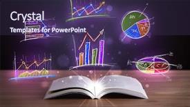  Presentation with blank note book and wooden - Slide deck having infomation technology - book on wooden deck background and a violet colored foreground