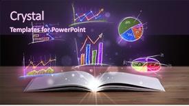  Presentation with book - Presentation design enhanced with infomation technology - book on wooden deck background and a  colored foreground