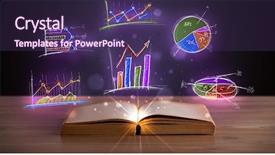  Presentation with blank note book and wooden - Cool new PPT layouts with infomation technology - book on wooden deck backdrop and a  colored foreground