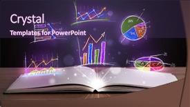  Presentation with book - Colorful PPT theme enhanced with infomation technology - book on wooden deck backdrop and a  colored foreground