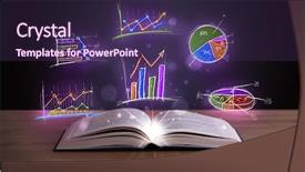  Presentation with blank note book and wooden - Amazing PPT theme having infomation technology - book on wooden deck backdrop and a violet colored foreground