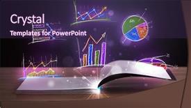  Presentation with book - Presentation design featuring infomation technology - book on wooden deck background and a  colored foreground