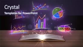  Presentation with book - Beautiful slide set featuring infomation technology - book on wooden deck backdrop and a  colored foreground