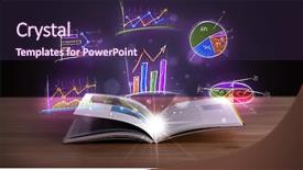  Presentation with book - Audience pleasing slide set consisting of infomation technology - book on wooden deck backdrop and a  colored foreground