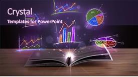  Presentation with book - Slides with infomation technology - book on wooden deck background and a  colored foreground