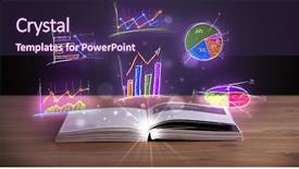  Presentation with book - Beautiful PPT theme featuring infomation technology - book on wooden deck backdrop and a  colored foreground