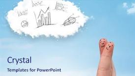  Presentation with happy 30th birthday word cloud - Amazing PPT theme having infomation technology - happy cheerful smiley fingers looking backdrop and a sky blue colored foreground