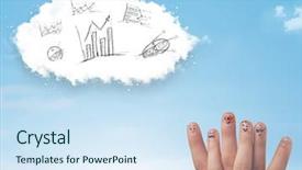  Presentation with college education happy smiling - Presentation design consisting of is standing near a blackboard background and a  colored foreground.