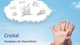  Presentation with happy 30th birthday word cloud - Audience pleasing PPT theme consisting of infomation technology - happy cheerful smiley fingers looking backdrop and a sky blue colored foreground