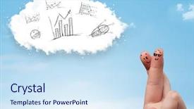  Presentation with cloud technology - Colorful presentation theme enhanced with infomation technology - happy cheerful smiley fingers looking backdrop and a sky blue colored foreground
