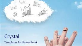  Presentation with cloud technology - Beautiful PPT theme featuring infomation technology - happy cheerful smiley fingers looking backdrop and a sky blue colored foreground