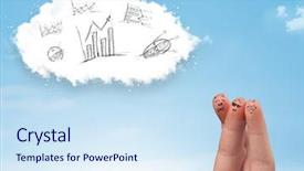  Presentation with fingers - Presentation theme enhanced with infomation technology - happy cheerful smiley fingers looking background and a sky blue colored foreground