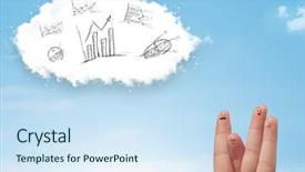  Presentation with fingers - Amazing slide deck having infomation technology - happy cheerful smiley fingers looking backdrop and a sky blue colored foreground