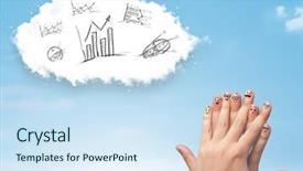  Presentation with fingers - Beautiful theme featuring infomation technology - happy cheerful smiley fingers looking backdrop and a sky blue colored foreground