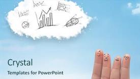  Presentation with happy 30th birthday word cloud - Cool new presentation theme with infomation technology - happy cheerful smiley fingers looking backdrop and a sky blue colored foreground