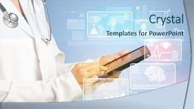  Presentation with basketball female blue - PPT theme consisting of infor - female doctor holding tablet background and a light blue colored foreground