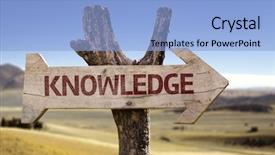  Presentation with knowledge - Beautiful presentation theme featuring inform inspire - knowledge wooden sign backdrop and a light blue colored foreground