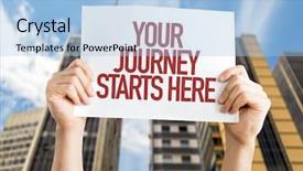  Presentation with journey urban - Presentation design with inform inspire - your journey starts here placard background and a light blue colored foreground