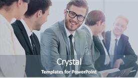  Presentation with people talking - Colorful PPT theme enhanced with informal - happy business people talking backdrop and a ocean colored foreground