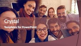  Presentation with team together everyone achieves more - Beautiful slides featuring informal - selfie of urban business team backdrop and a coral colored foreground