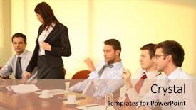  Presentation with meeting - Presentation theme with informal business meeting of five background and a coral colored foreground