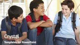  Presentation with school facilities - Audience pleasing theme consisting of informal education - pre teen boys in school backdrop and a tawny brown colored foreground