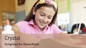  Presentation with art craft - Slide set consisting of informal education - pre teen girl in art background and a  colored foreground