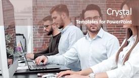  Presentation with professional - Presentation theme with informal education - professional business team working background and a  colored foreground