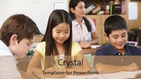  Presentation with world class manufacturing - PPT layouts featuring informal education - teacher and schoolchildren in class background and a coral colored foreground