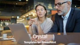  Presentation with salesman - Beautiful presentation theme featuring informal meeting between salesman backdrop and a coral colored foreground