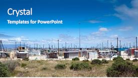  Presentation with cape town - Presentation design consisting of informal settlement in cape town background and a teal colored foreground