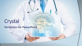  Presentation with body - Theme having health information - close-up of doctor's body background and a sky blue colored foreground