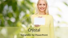  Presentation with casual young people - Slides enhanced with contact information - happiness and people concept background and a yellow colored foreground